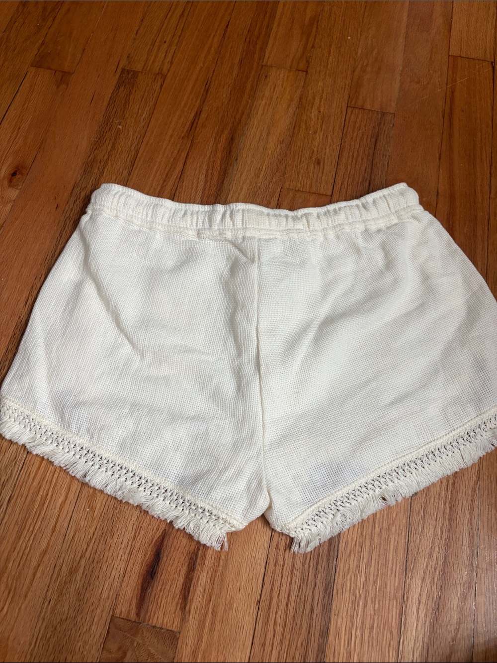 Boho Crochet-Trim Athletic Shorts - Cream - Picture 6 of 7